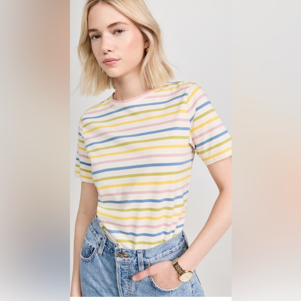 Greathe Striped short sleeve crew new top Size 4 see video